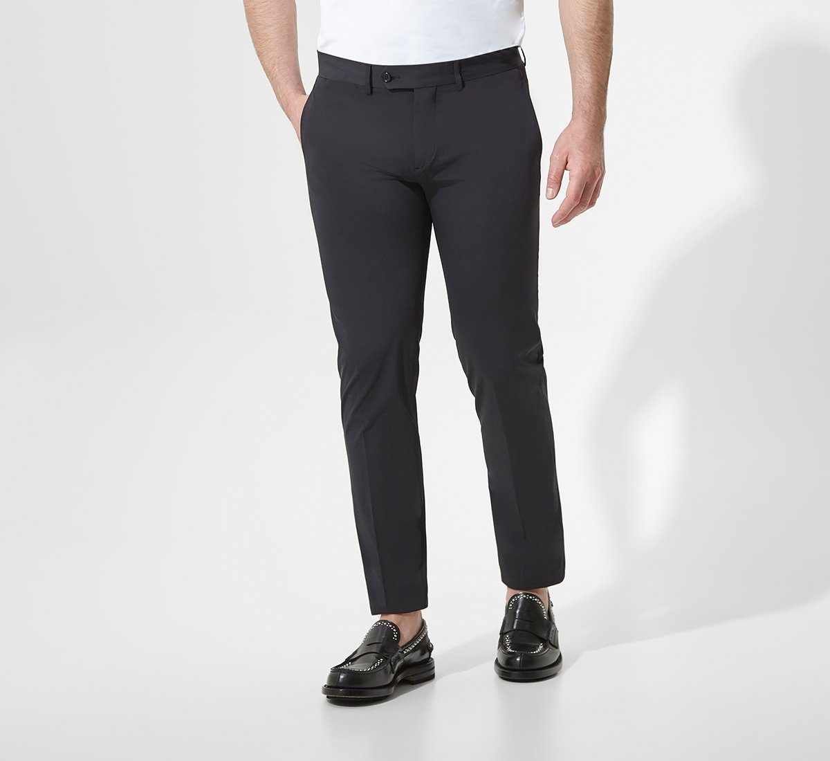 Black regular fit trousers