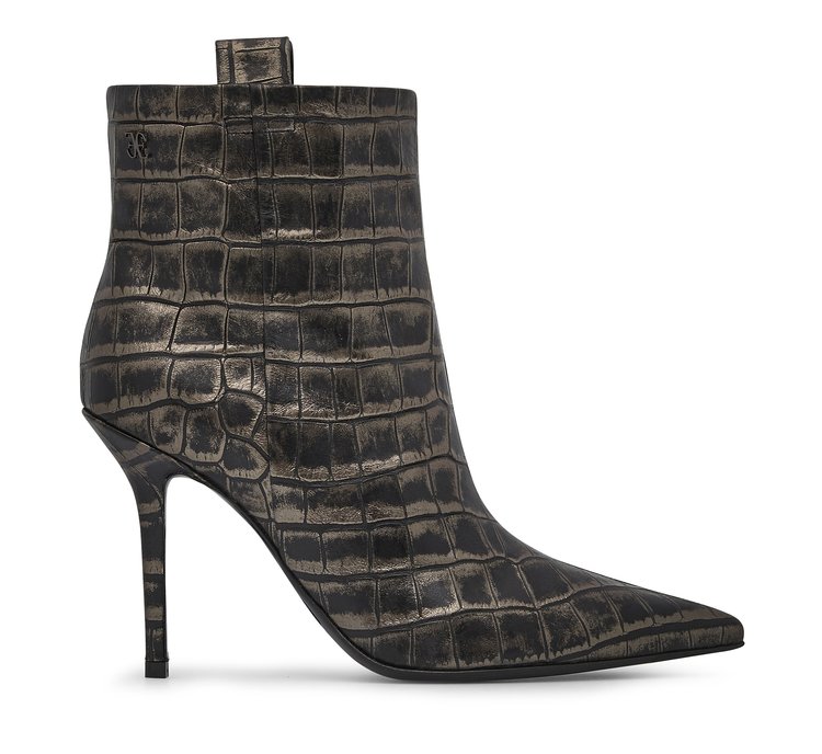 Ankle boot in reptile print with heel