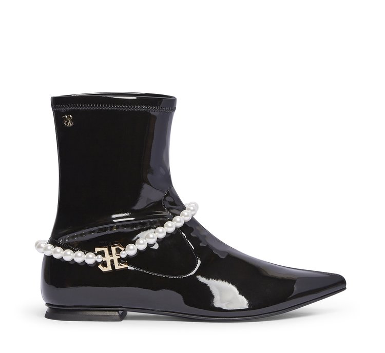 Fabi ankle boot in patent leather with pearl decoration