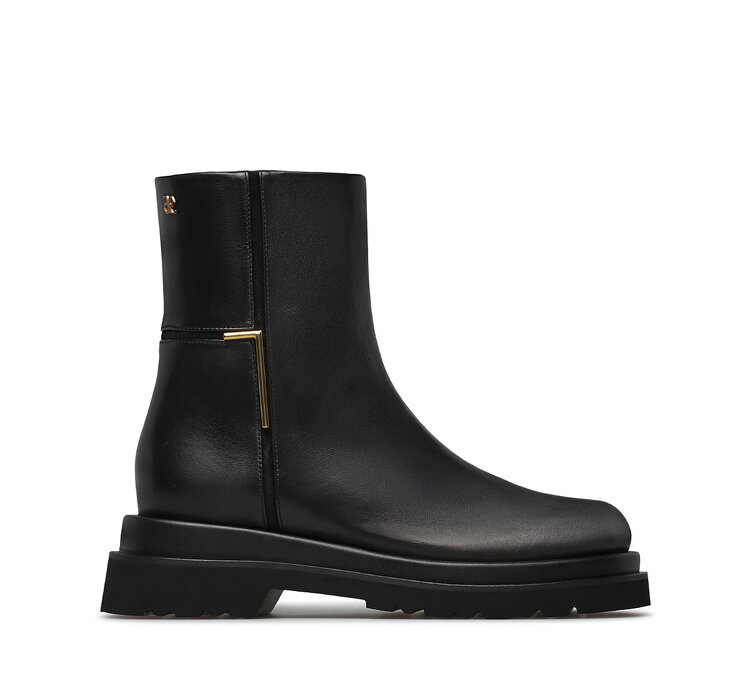 Fabi nappa leather ankle boot with gold detail