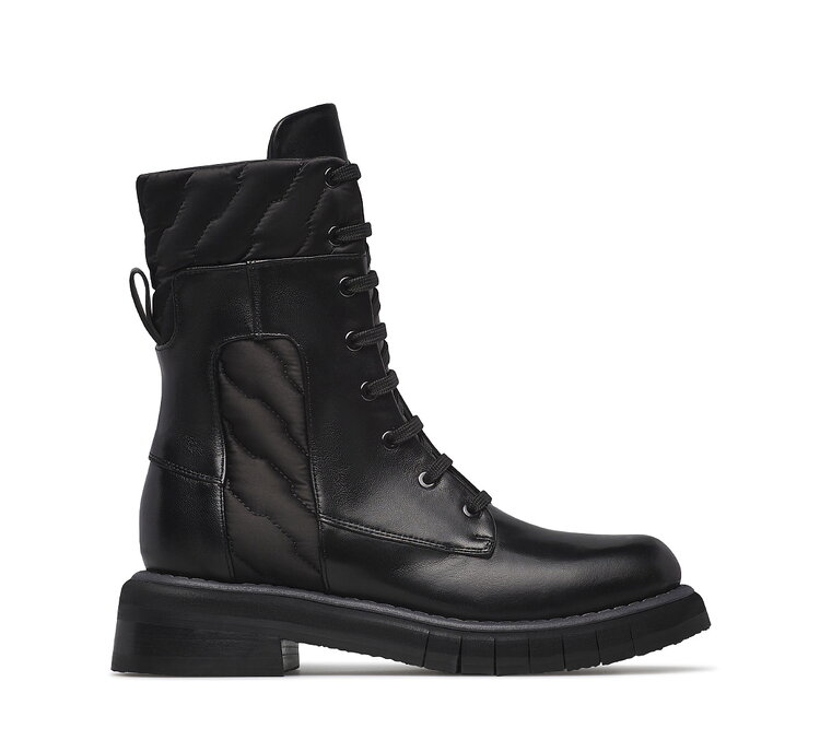 Fabi Nappa Leather Ankle Boots with Quilted Inserts