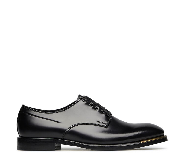 Fabi Calfskin Leather Lace-Up Shoes with Gold Detail