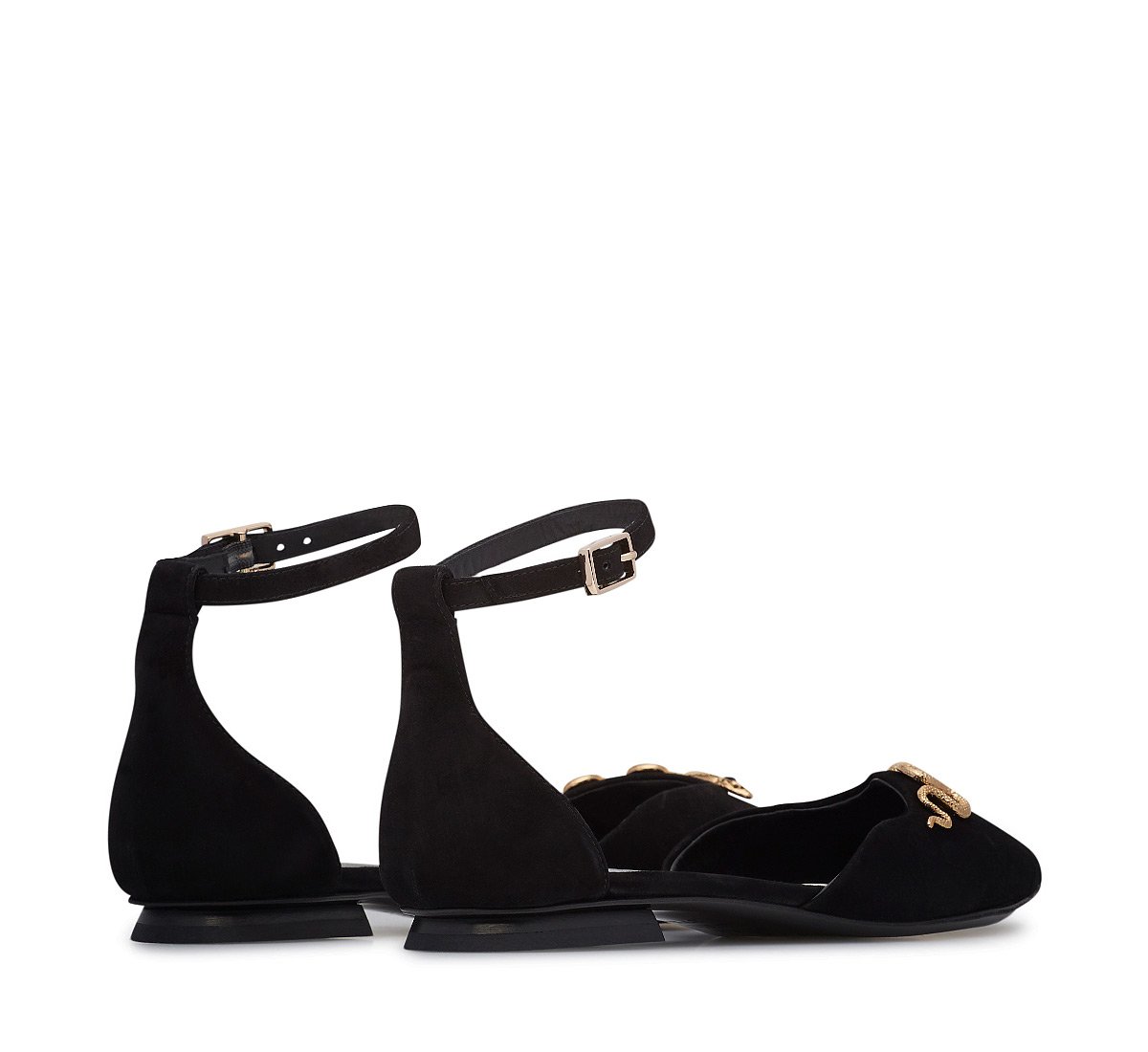 Snake suede ballet flat