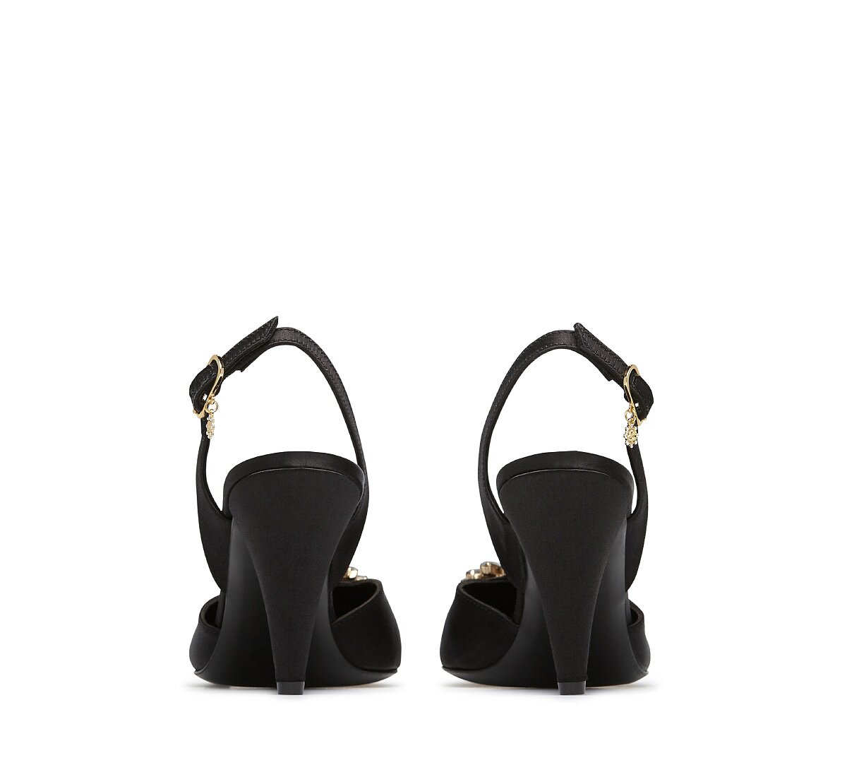 Туфли slingback из атласа с ювелирным аксессуаром