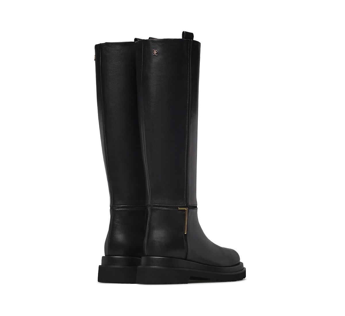 Fabi nappa leather knee-high boot with gold detail