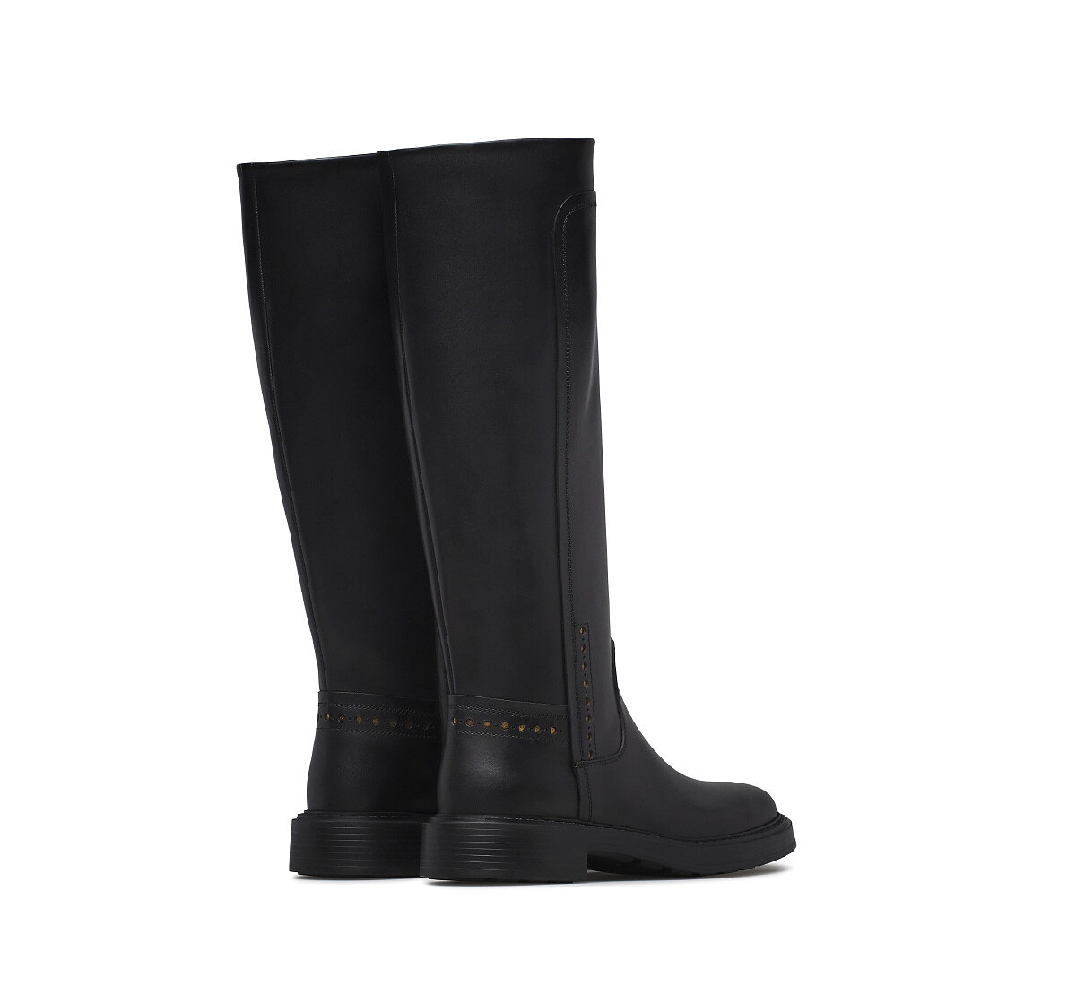Fabi calfskin leather boots with gold perforated details