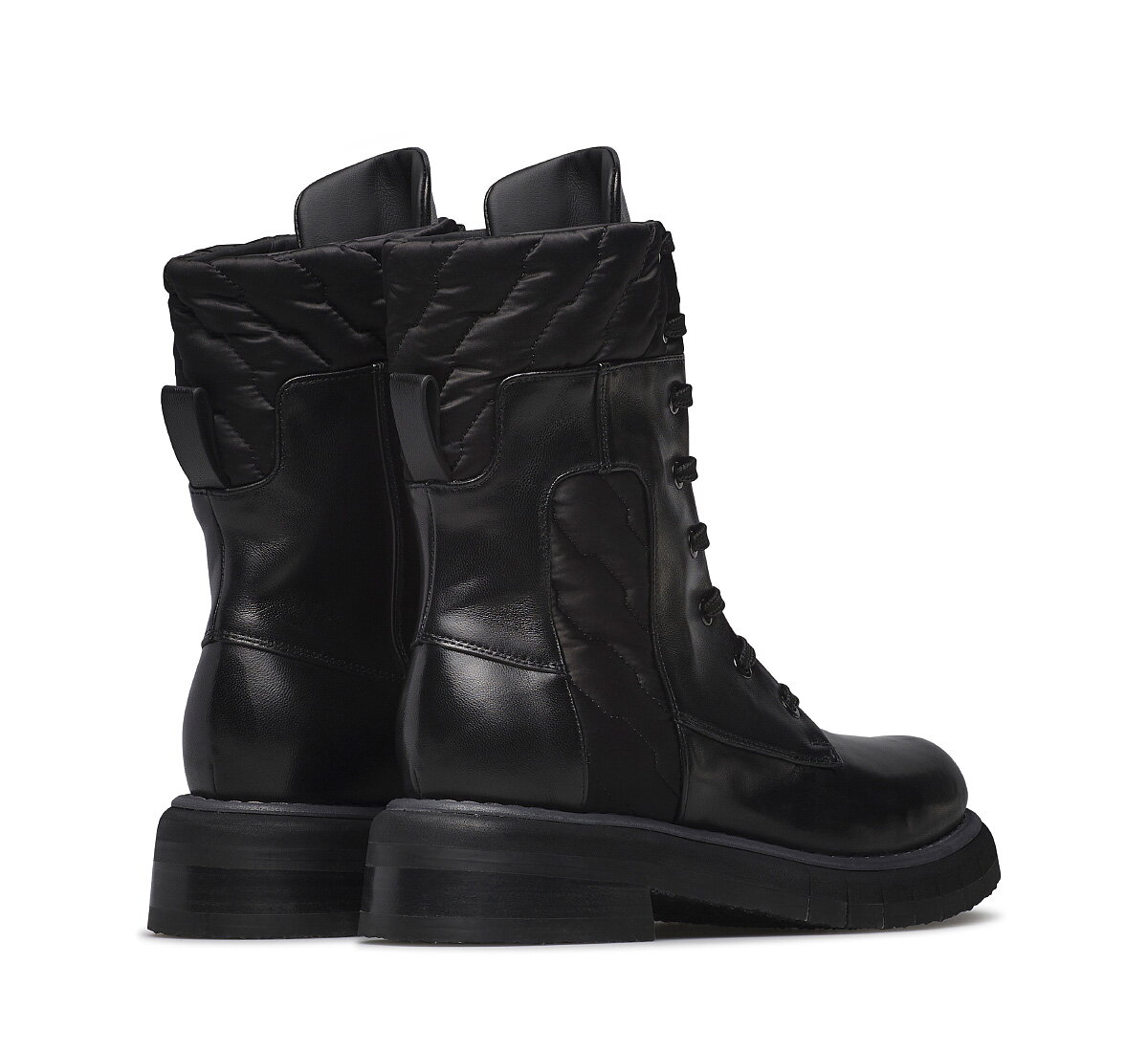 Fabi Nappa Leather Ankle Boots with Quilted Inserts