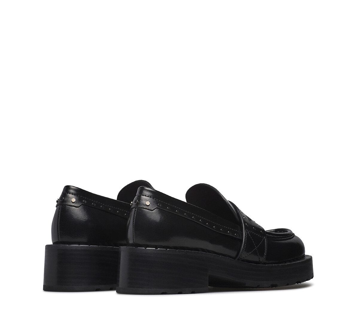 Calfskin loafer with studs