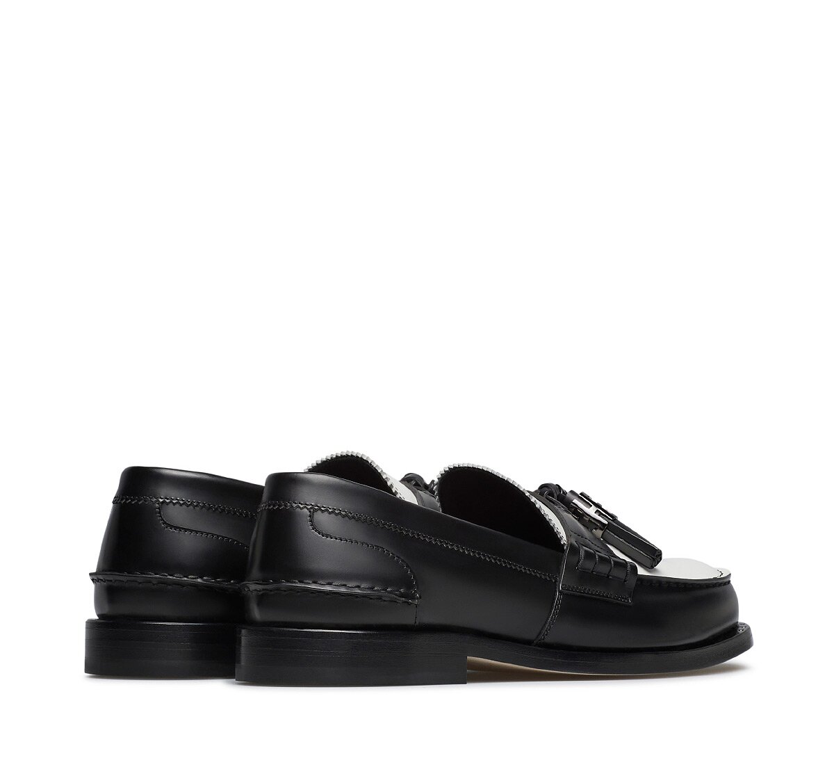 Two-tone calf leather loafer with tassels