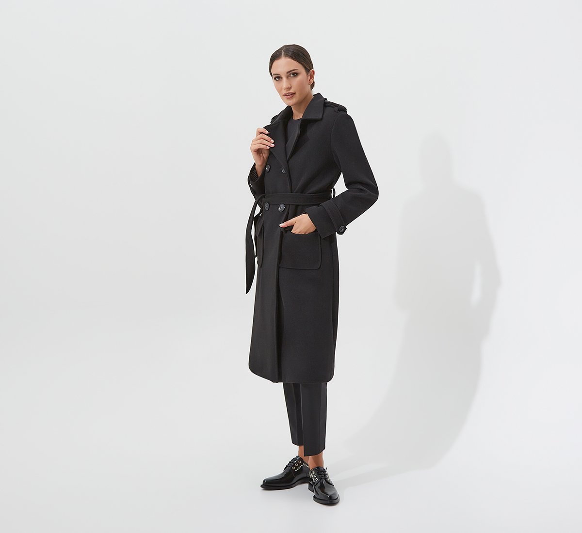 Fabi double-breasted coat with a belt