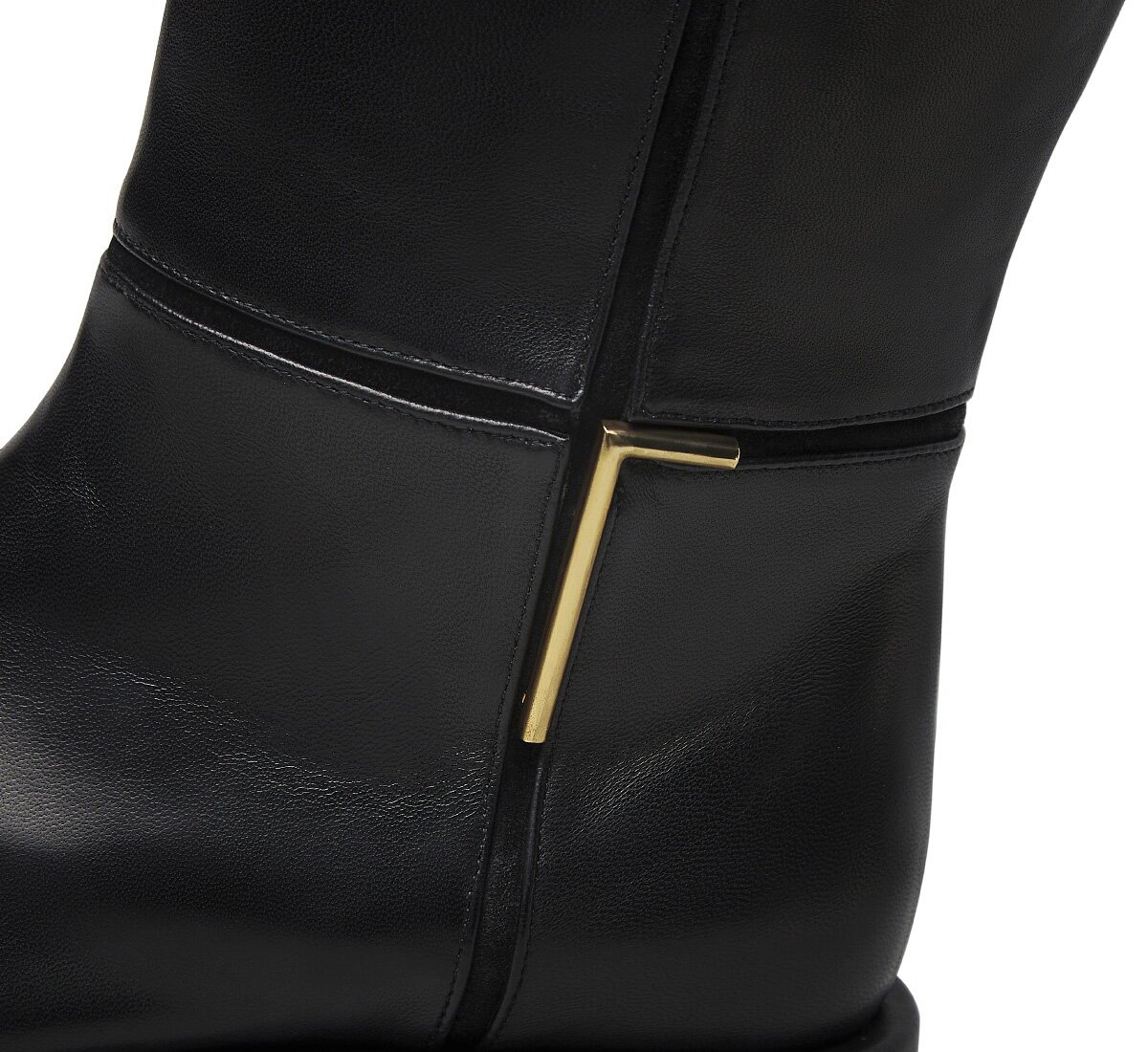 Fabi nappa leather knee-high boot with gold detail