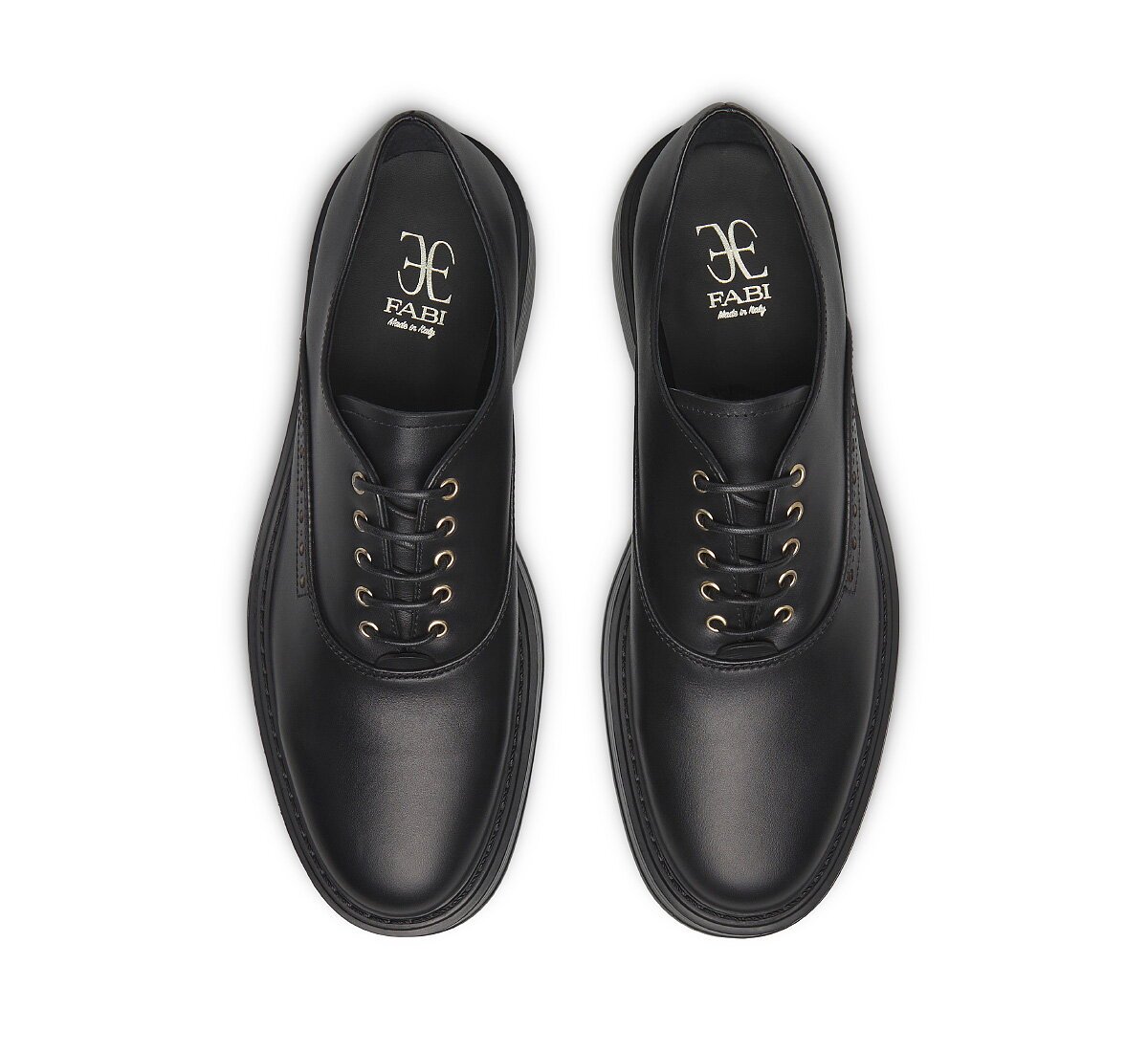 Fabi calfskin lace-up shoes with gold details