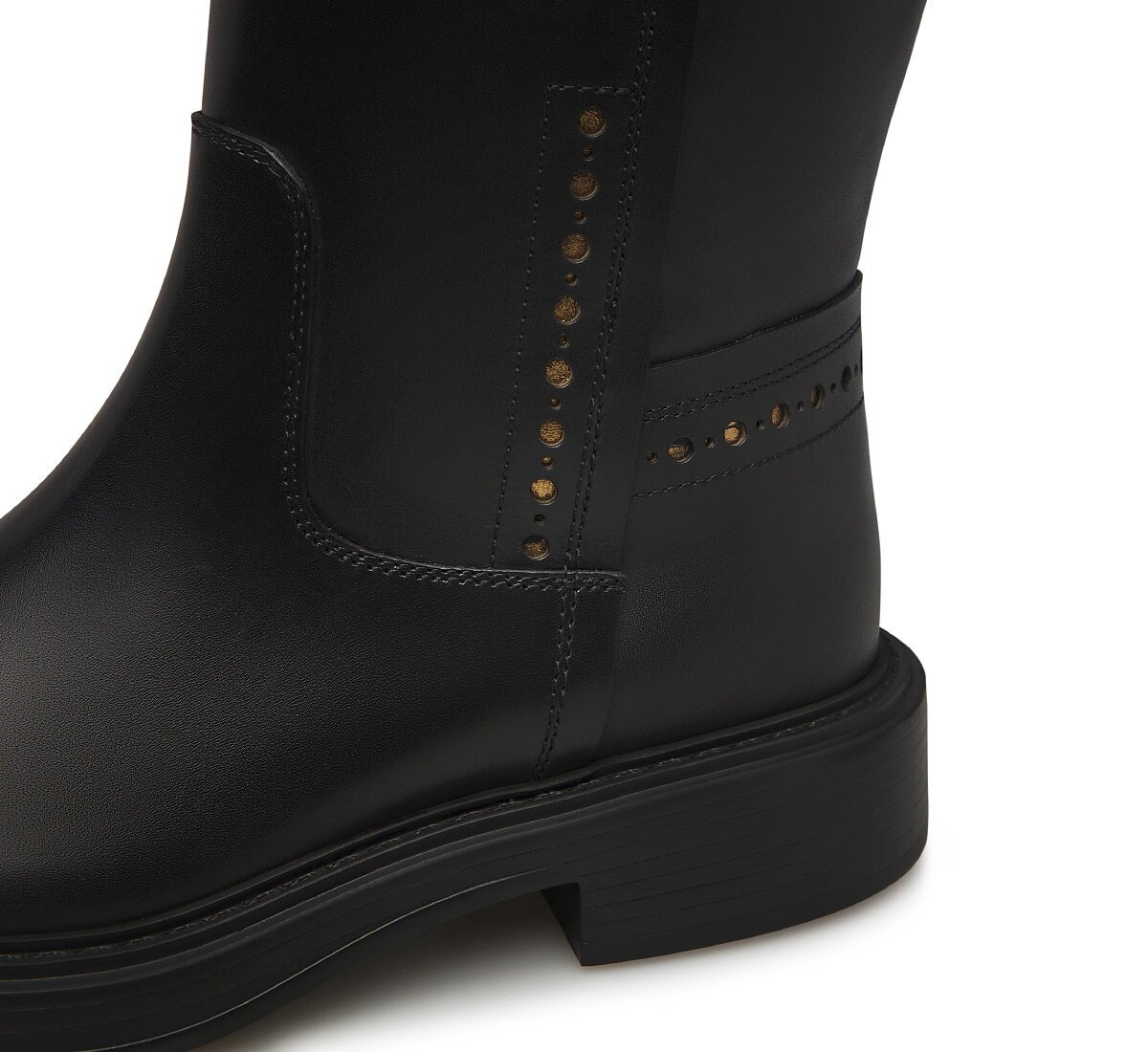 Fabi calfskin leather boots with gold perforated details