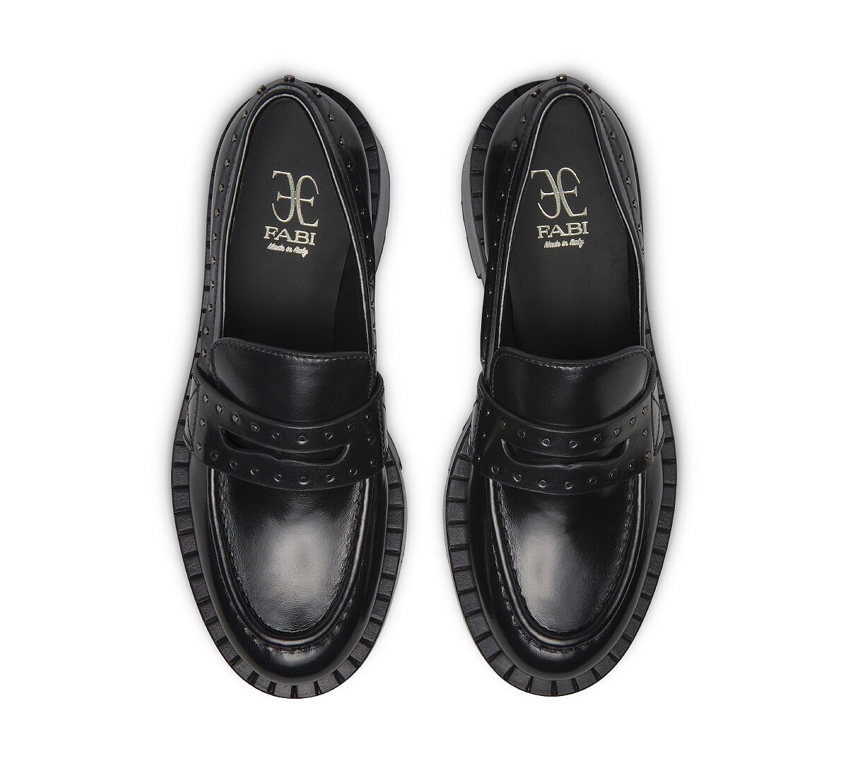 Calfskin loafer with studs