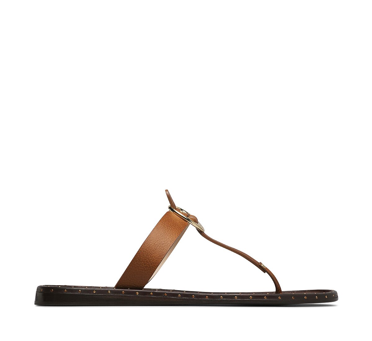 Thong sandal in calfskin leather