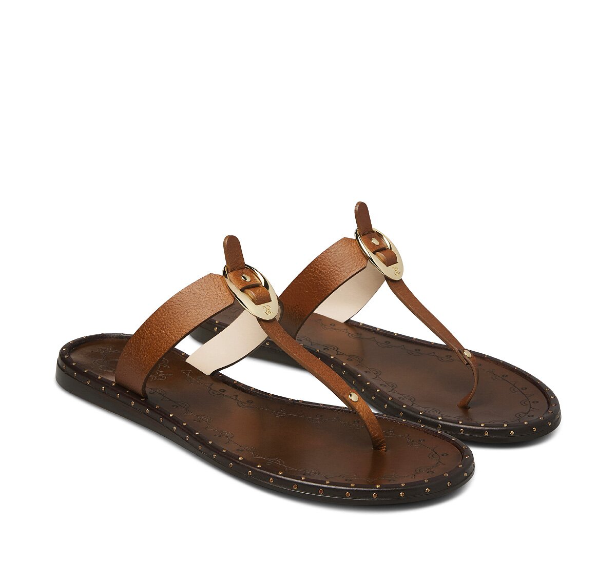 Thong sandal in calfskin leather