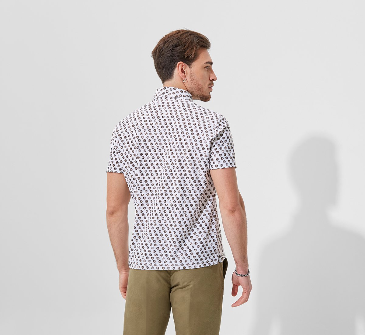 White Patterned Polo