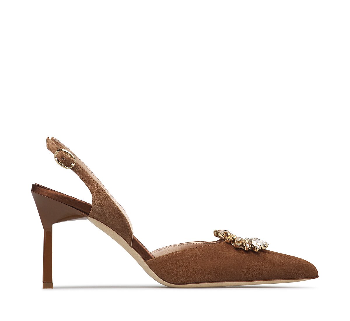 Sling-back in suede