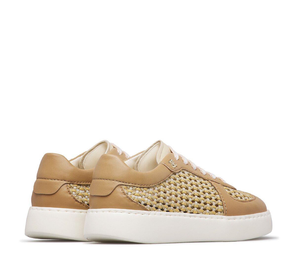 Nappa leather and woven fabric sneakers