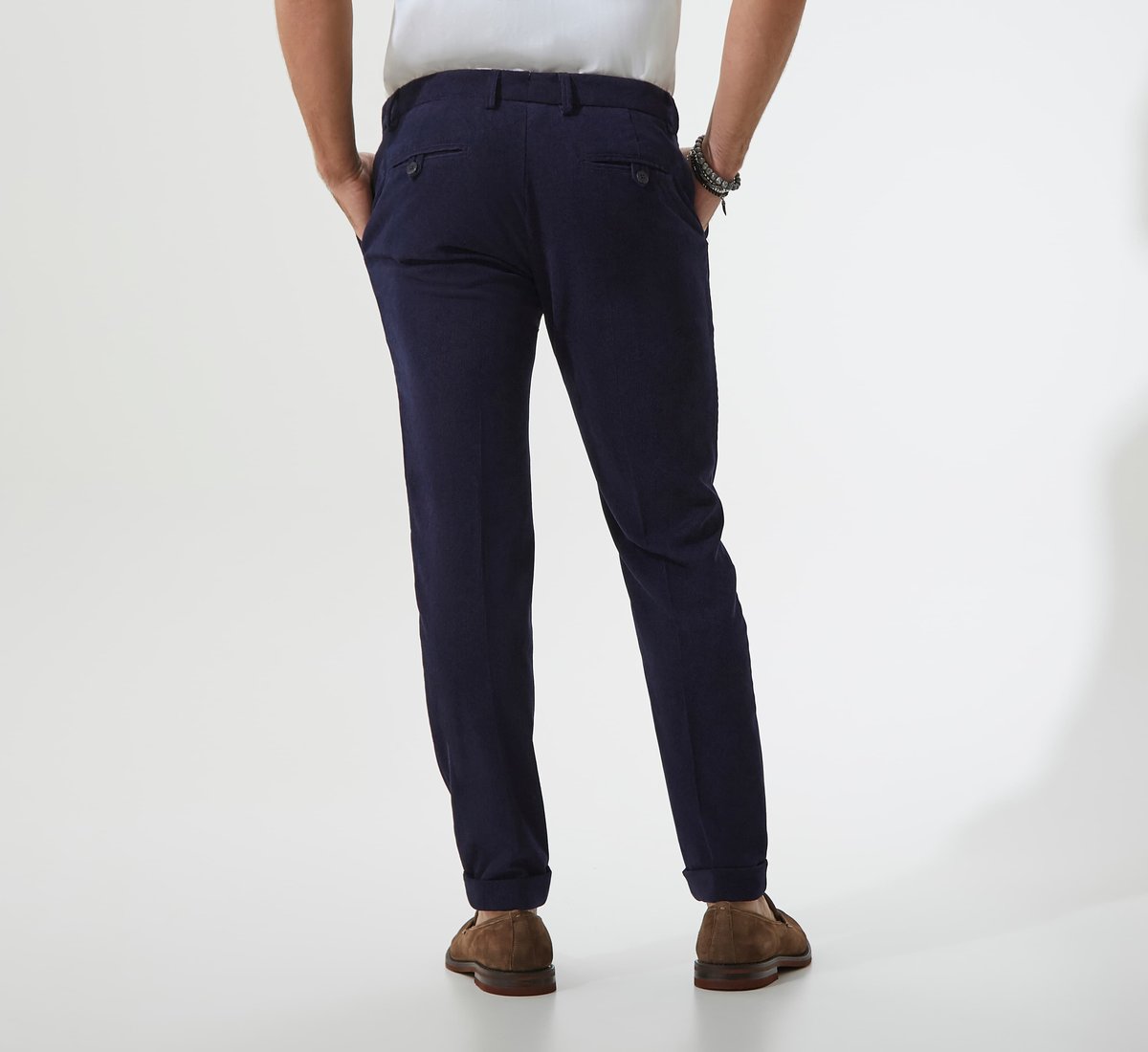 Blue slim-fit trousers