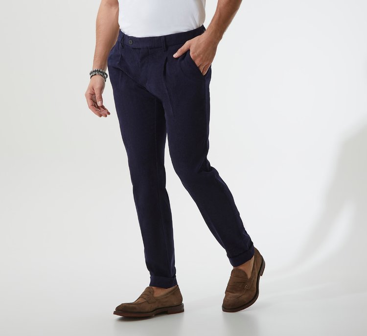 Blue slim-fit trousers