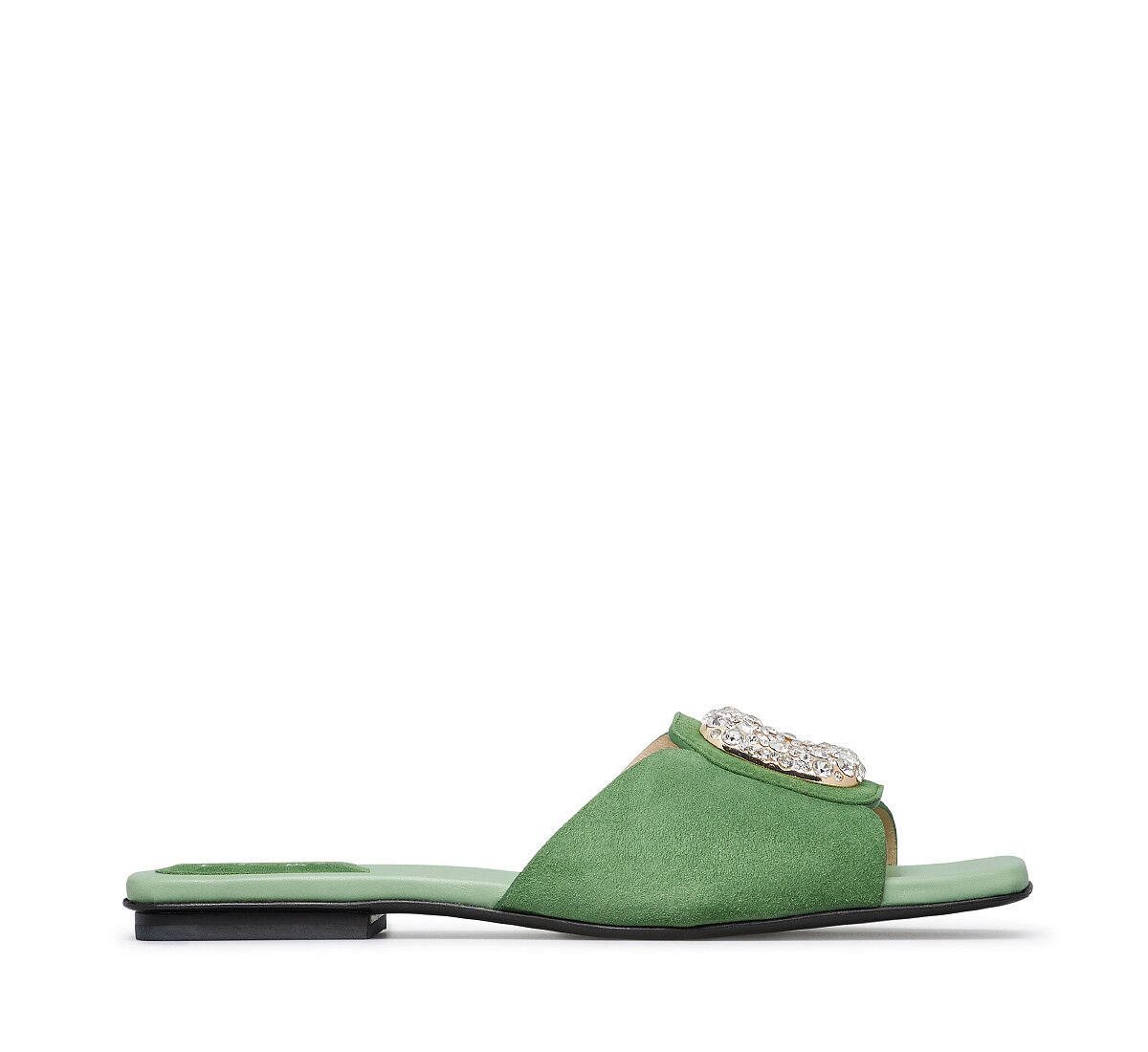 Sandal with jewel buckle