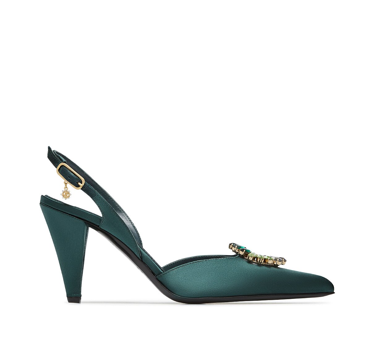 Fabi satin slingback with jewel accessory