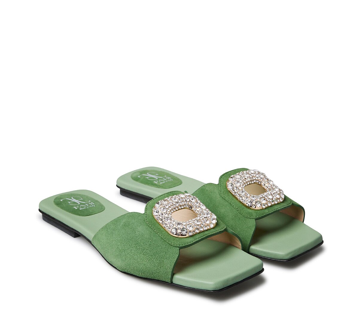 Sandal with jewel buckle
