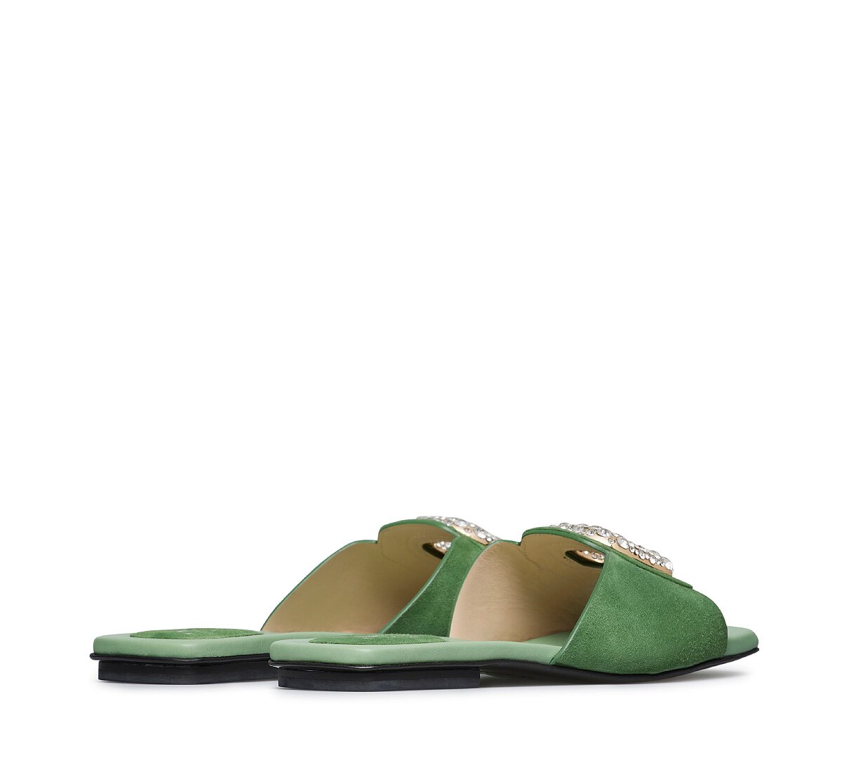 Sandal with jewel buckle