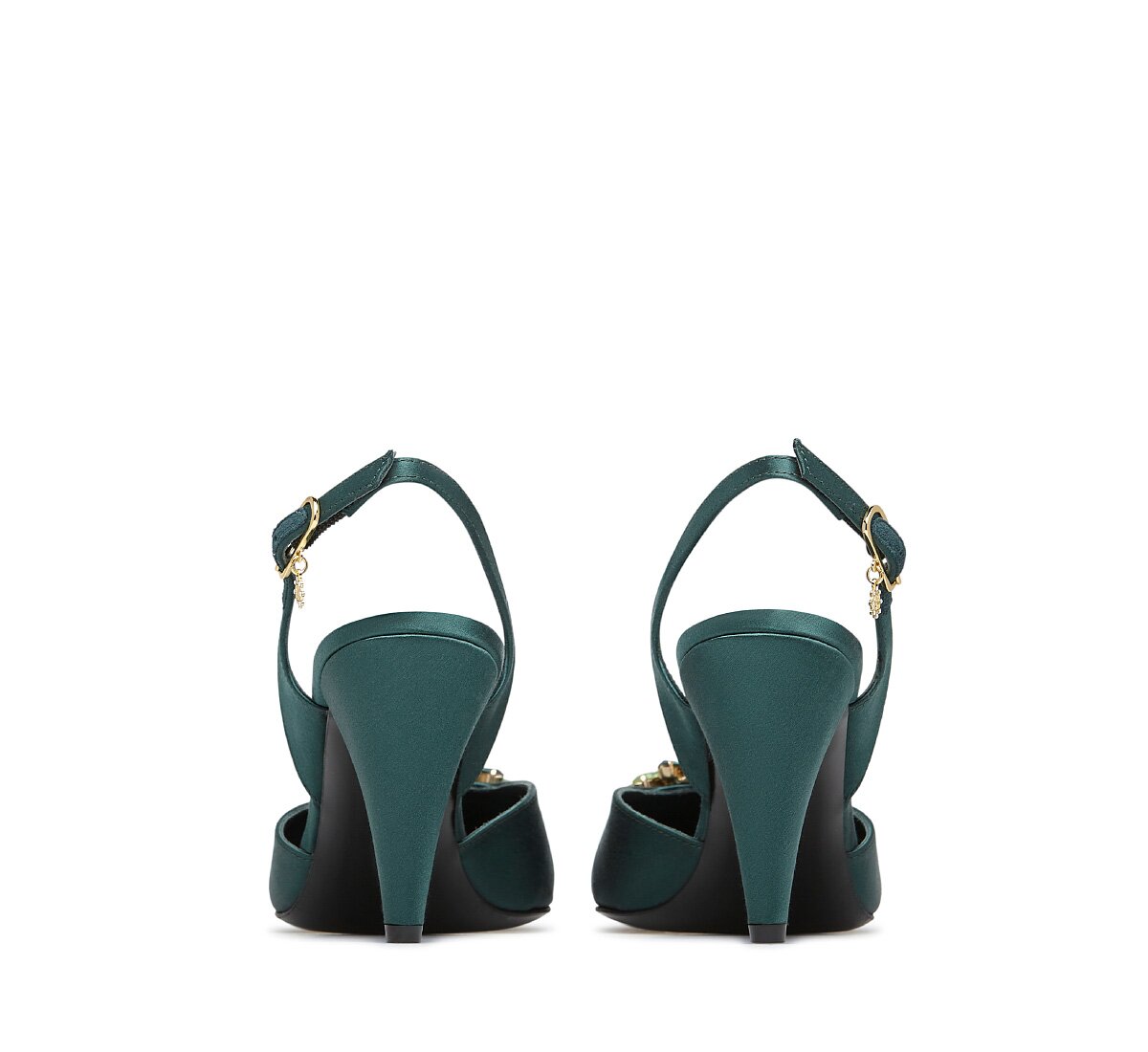 Fabi satin slingback with jewel accessory