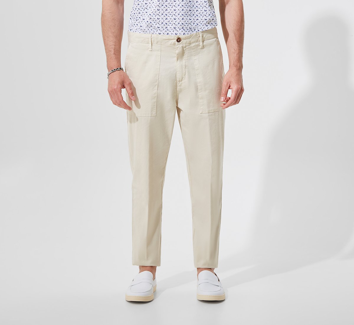 Beige Chino Pants with Front Pockets