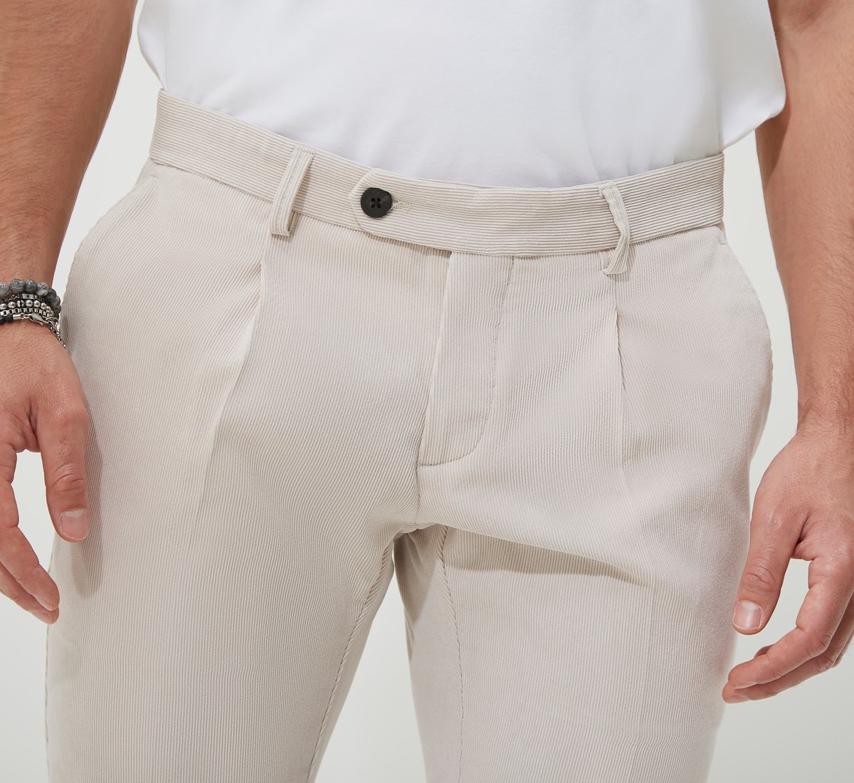 Pantalone panna slim fit