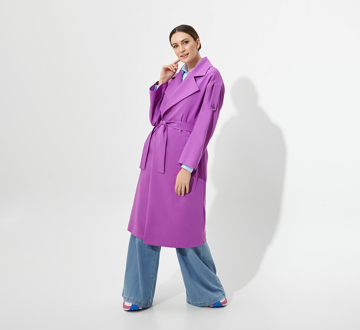 Lilac cotton trench coat