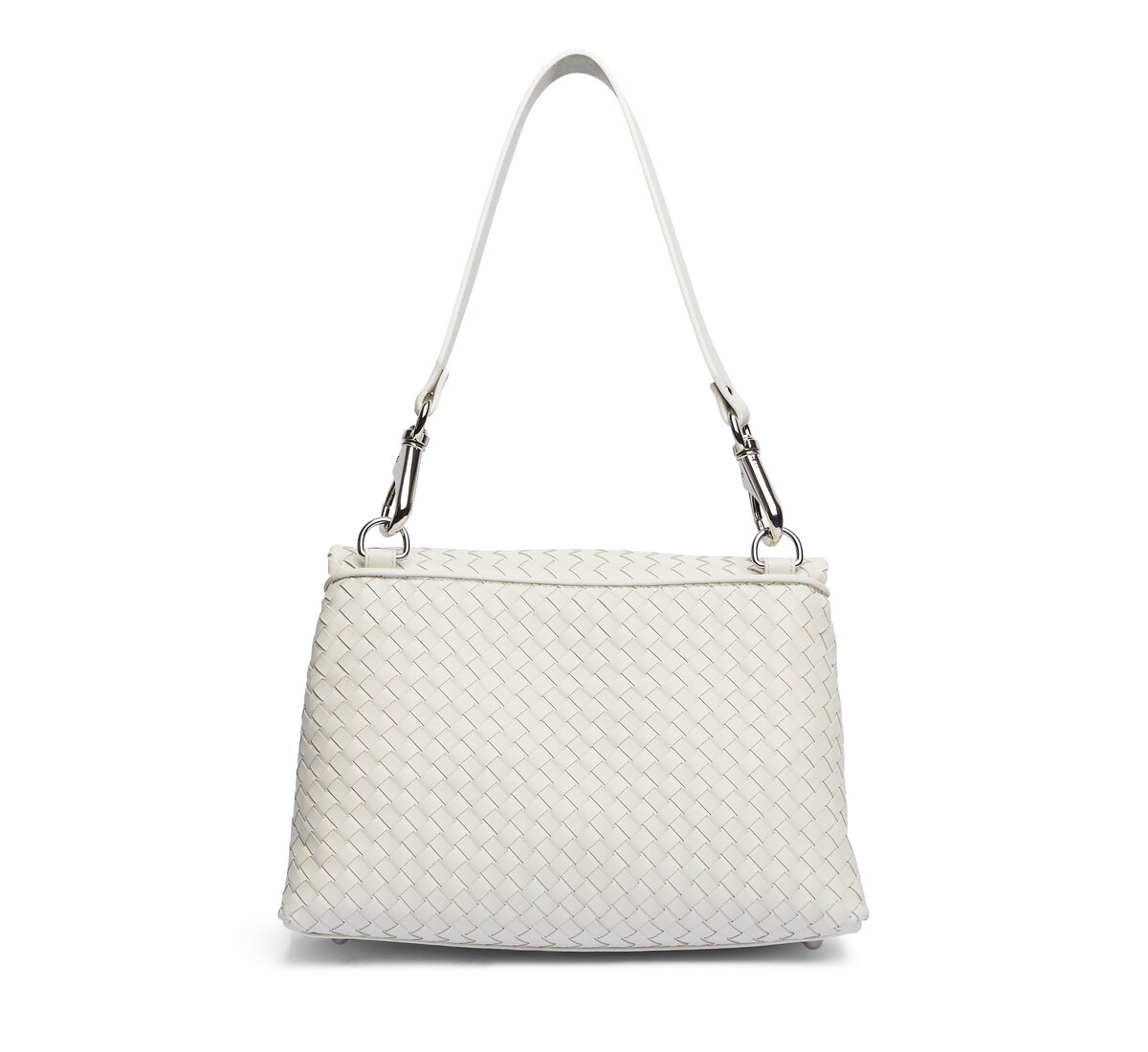 Woven leather bag with shoulder strap