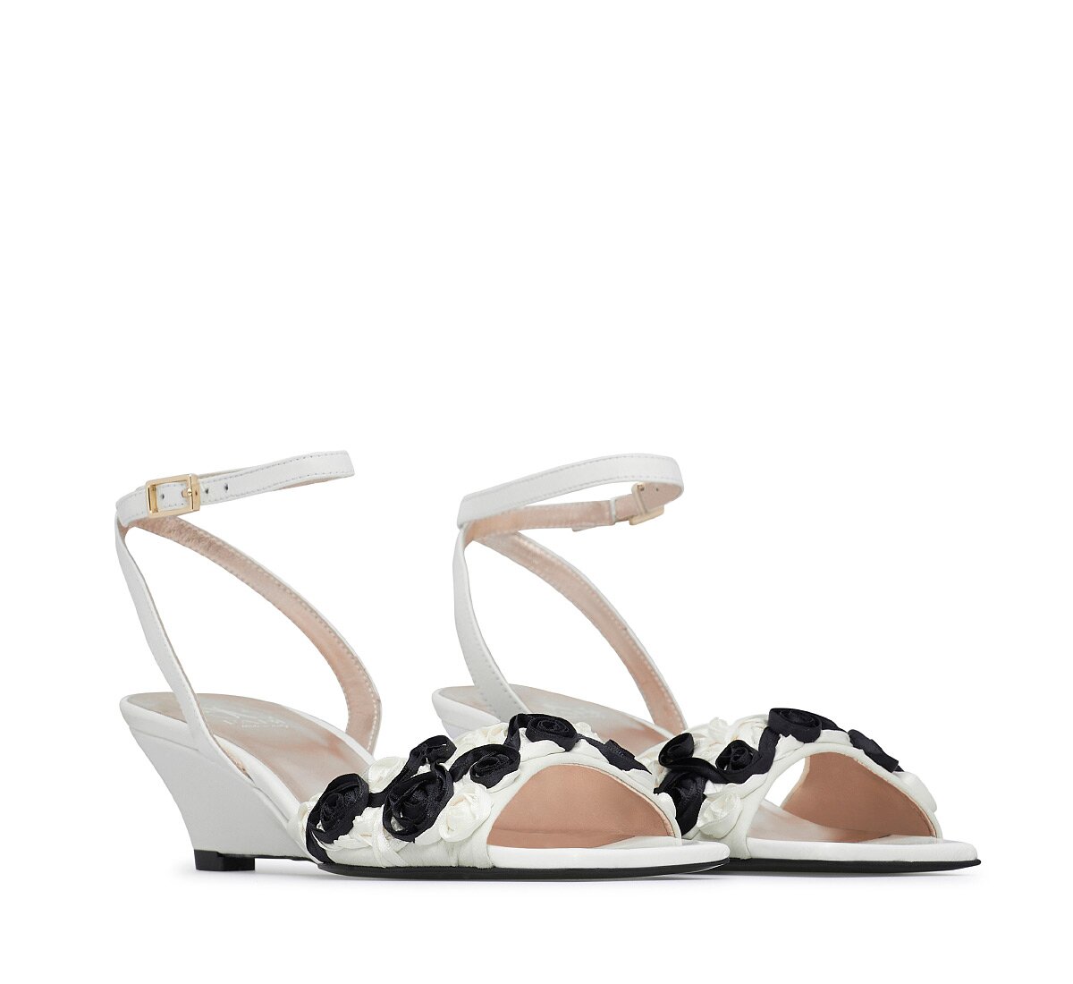 Fabi sandal with rose-effect satin strap
