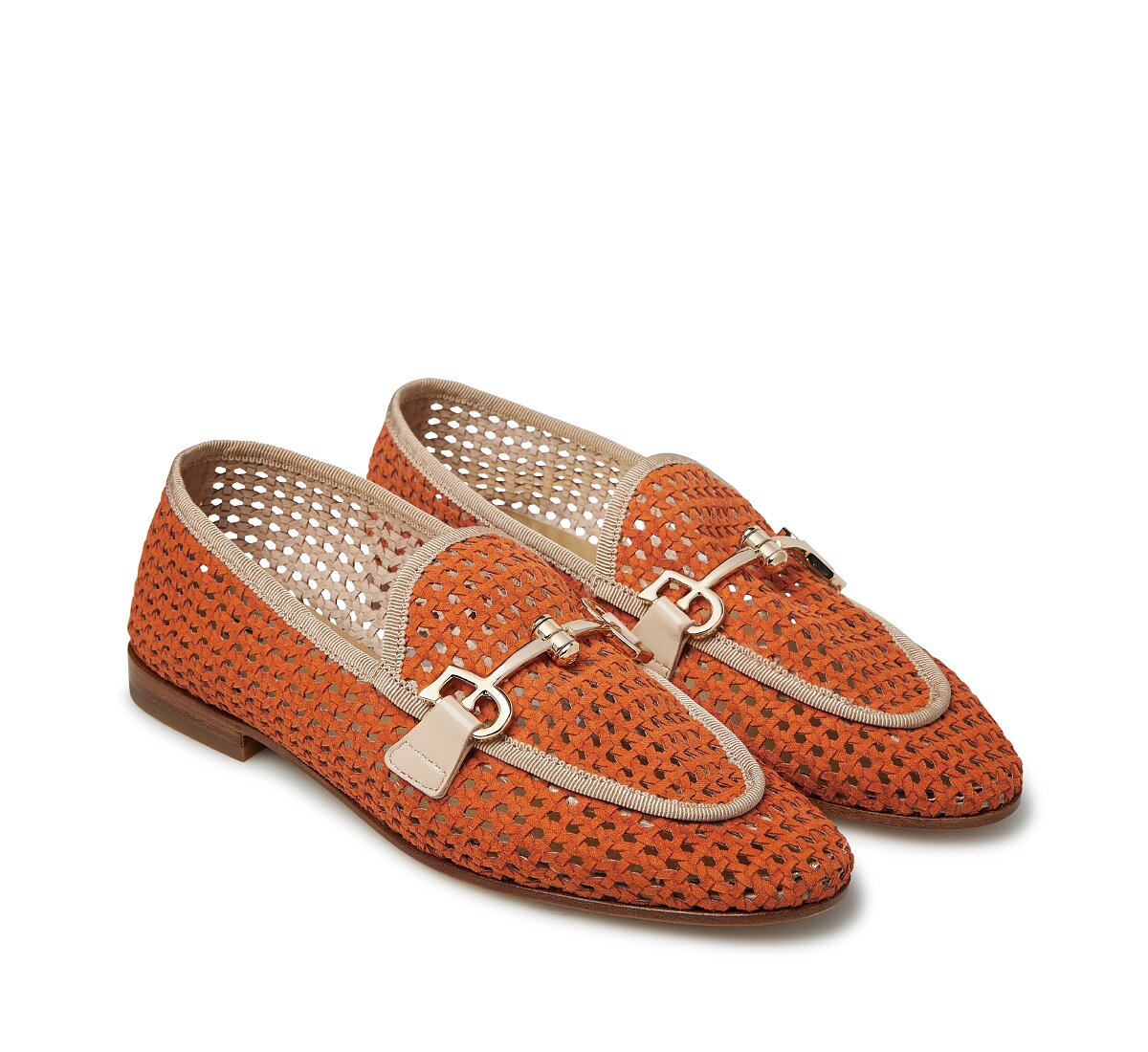 Perforated suede leather loafer