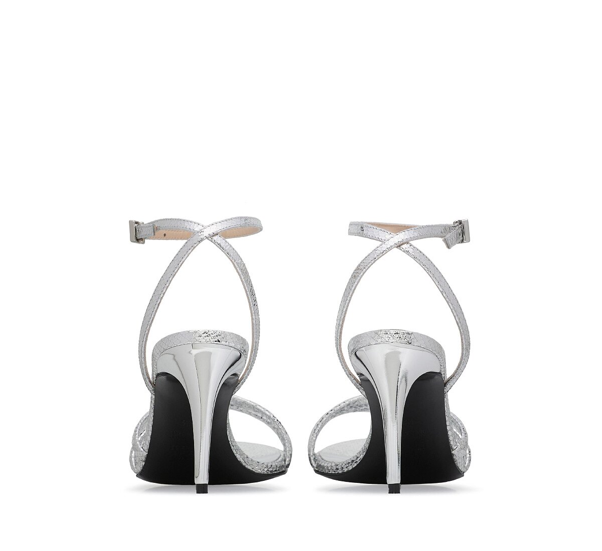 Sandal with a cross-strap ankle closure