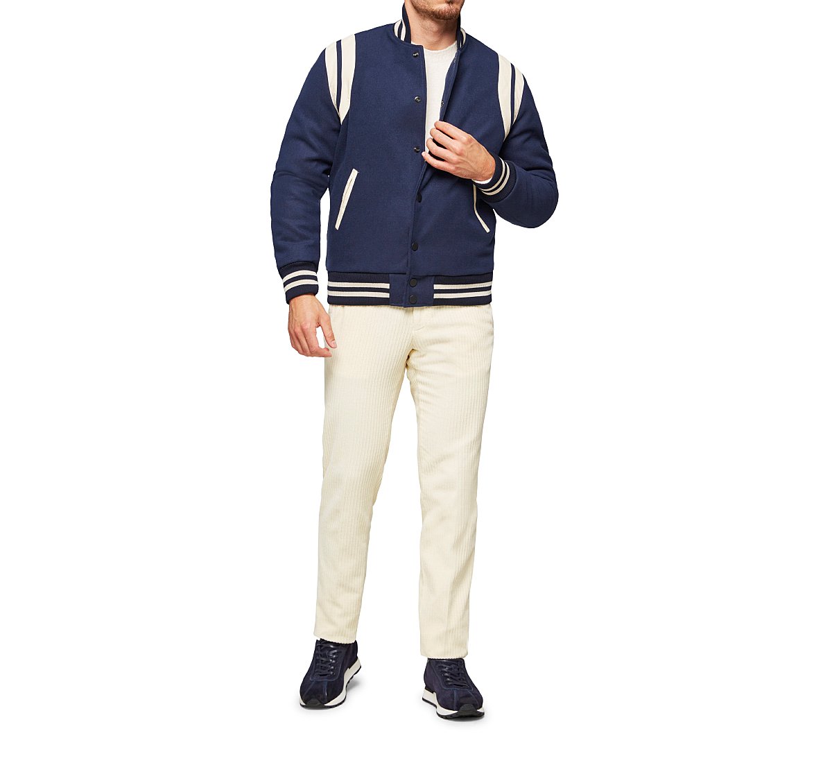 Bomber jacket with elastic collar
