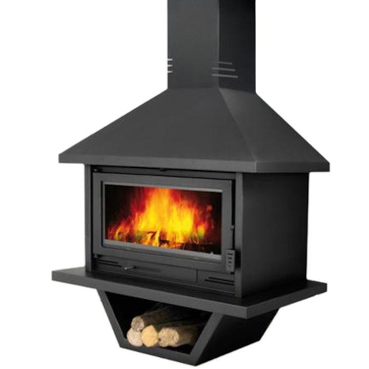 Bronpi Bolonia Mural Wood Fireplace - Black