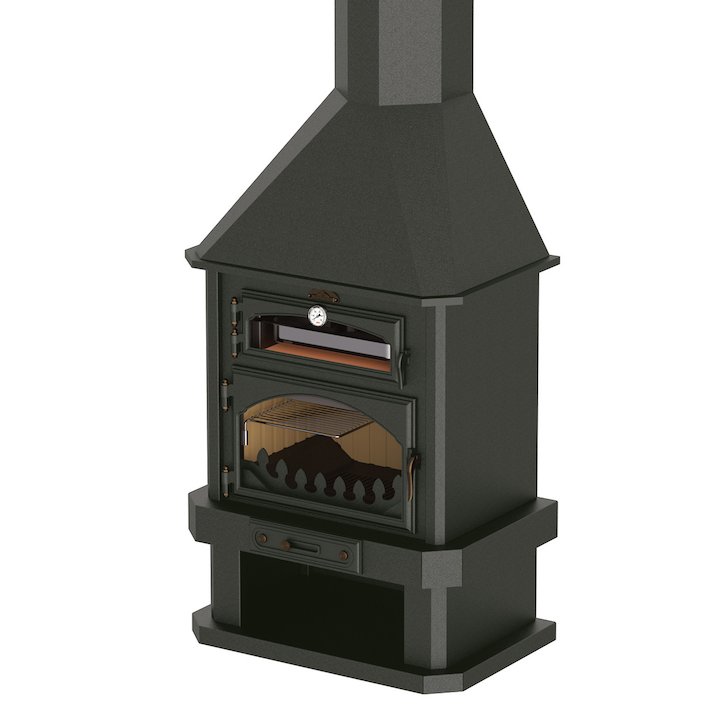 Bronpi Ebro Mural Wood Fireplace - With Oven - Black
