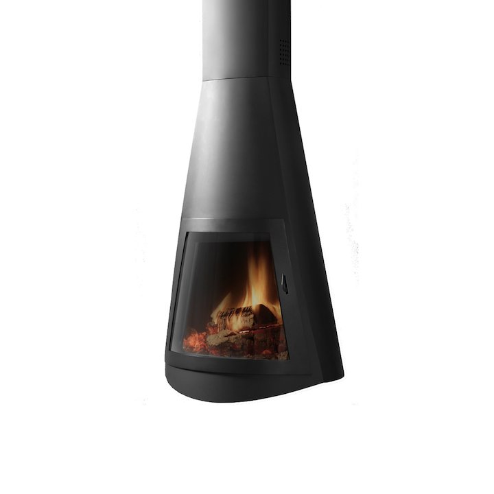 Hergom Creta Wall Mounted Wood Fireplace - Black