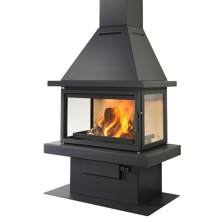 LL Calor 15ABC Mural Wood Fireplace Black Traditional Top - Black