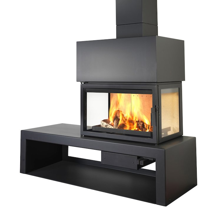LL Calor 15DE Mural Wood Fireplace Black Right Version - Black