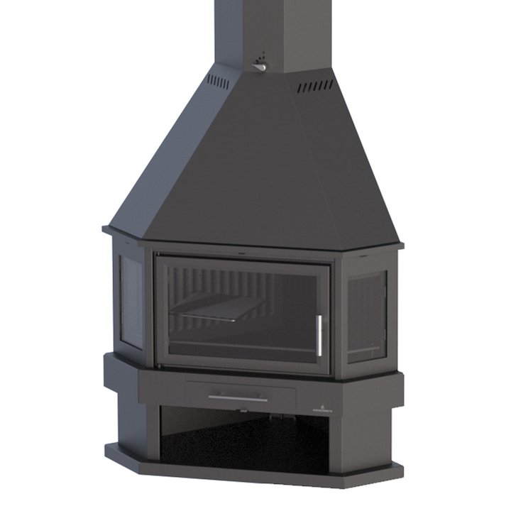 Bronpi Lorca-R Corner Wood Fireplace - Black