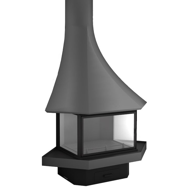 JC Bordelet Julietta 985 Corner Wood Fireplace - Anthracite Grey