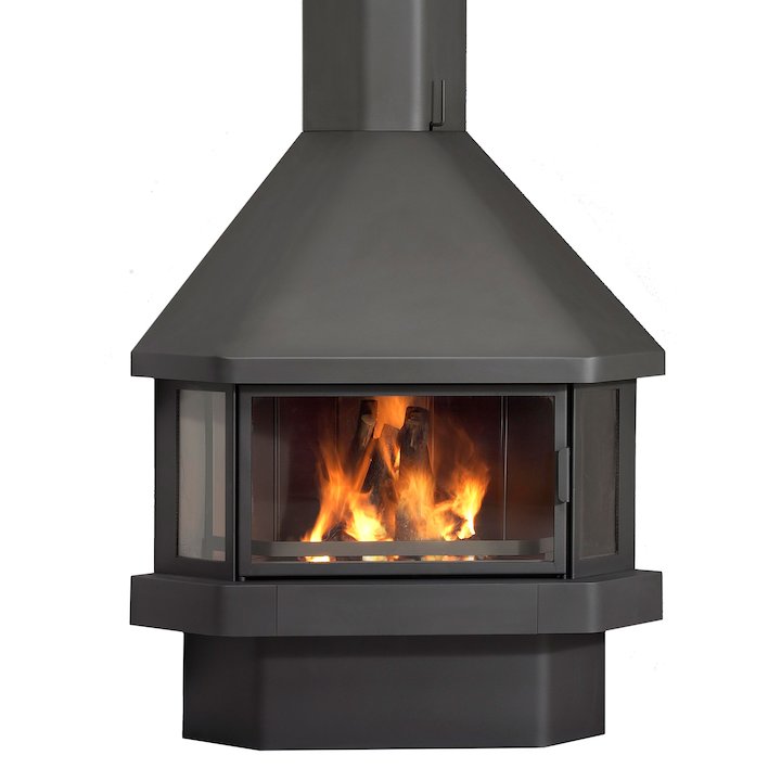 LL Calor 20 Corner Wood Fireplace - Black