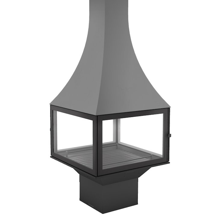 JC Bordelet Julietta 985 Black Line Central Wood Fireplace - Anthracite Grey