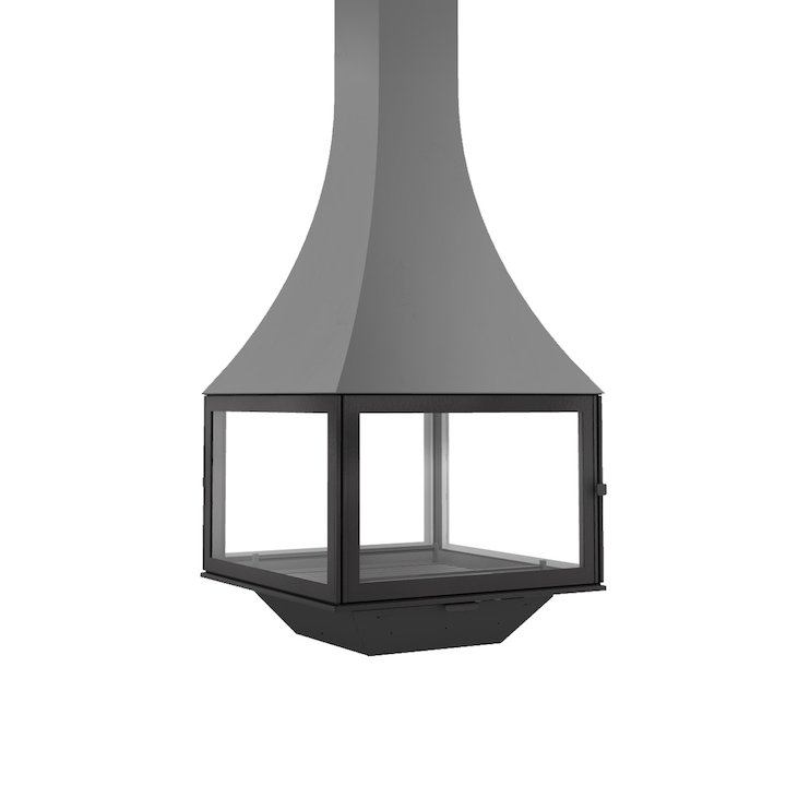 JC Bordelet Julietta 985 Black Line Suspended Wood Fireplace - Anthracite Grey