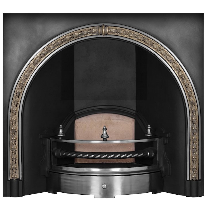 Carron Kensington Cast-Iron Arched Fireplace Insert - Black / Highlight Polish