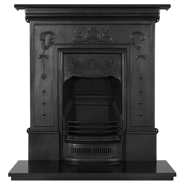Carron Bella Large Cast-Iron Fireplace Combination - Black